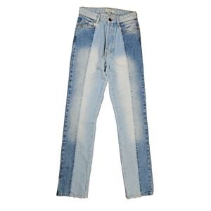 Ragdoll Panel Straight Leg Jeans Women Size 25 Blue Colorblock Patchwork Y2K